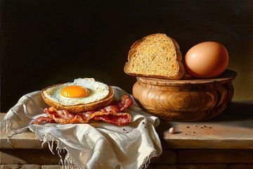 De vreugde van het ontbijt in een spel van licht van Klaus Tesching - Art-AI