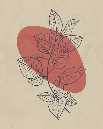 Minimalist illustration of a branch with leaves