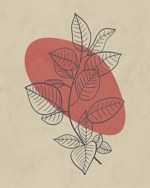Minimalist illustration of a branch with leaves by Tanja Udelhofen