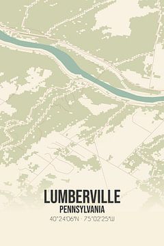 Carte ancienne de Lumberville (Pennsylvanie), USA. sur Rezona