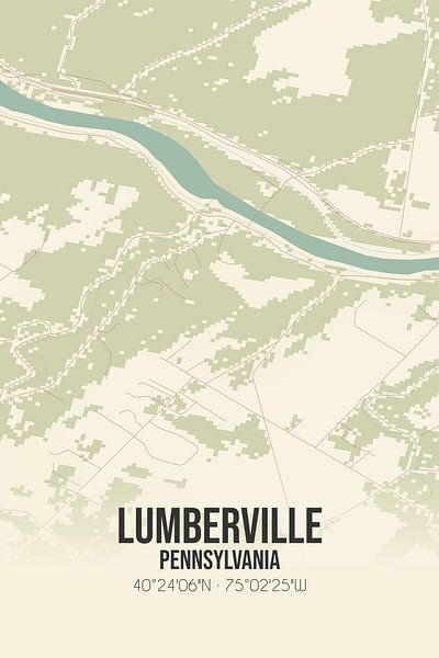 Alte Karte von Lumberville (Pennsylvania), USA. von Ortsdrucke