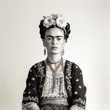 Mexikanische Frau - Porträt - schwarz und weiß von Vlindertuin Art