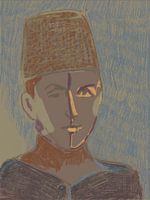 Portret man met fez pastel