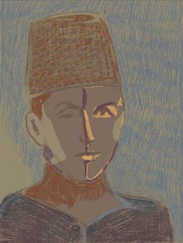 Portrait man with fez pastel