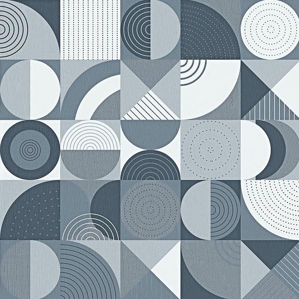 Abstrakte Retro Formen Grau von FRESH Fine Art