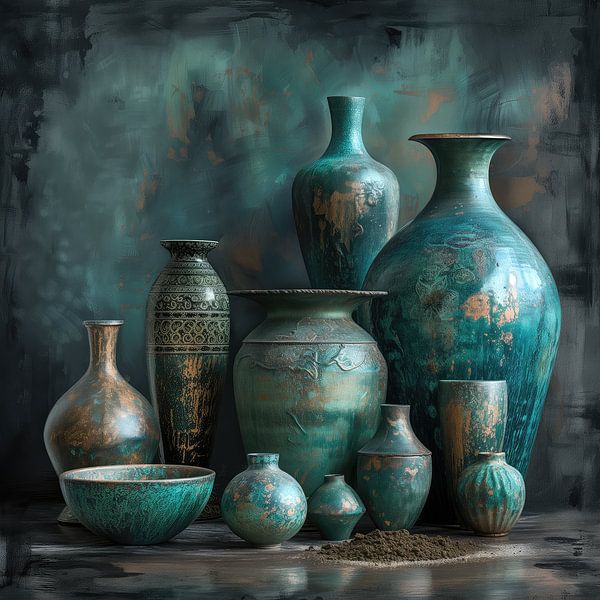 Still life Green vases by Marianne Ottemann - OTTI