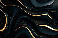Gouden abstracte lijnen op zwart van Art & Soul Creations thumbnail
