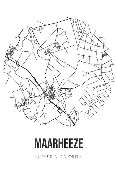 Maarheeze (Noord-Brabant) | Map | Black and White by Prints of Place