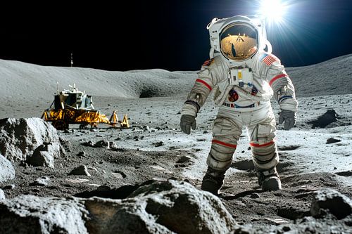 Astronaut op het maanoppervlak
