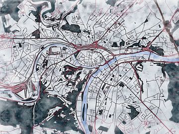 Map of Namen with the style 'White Winter' by Maporia