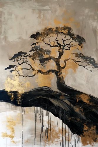 Japandi - Silhouette boom gouden zon 1