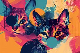 Colourful abstract cats in geometric shapes by Imperial Art House
