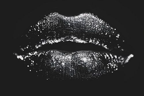 Zwarte en witte glitterlippen in abstracte kunst