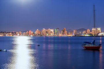 Skyline bij maanlicht - San Diego, Californië van Joseph S Giacalone Photography