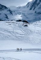 Wandelaars in de winterse Alpen