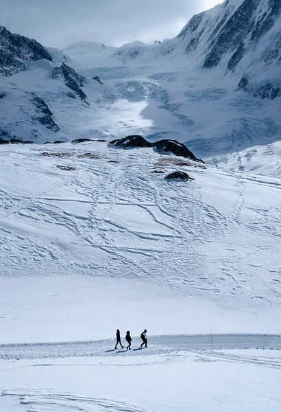 Wandelaars in de winterse Alpen van Ralph Rozema