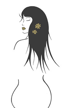 Femme fleurie - femme avec des fleurs dorées dans les cheveux