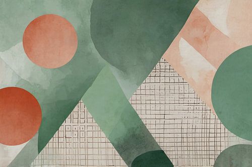 Geometrisch kunstwerk met zachte kleuren