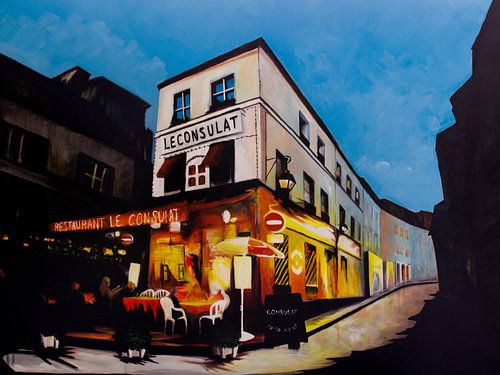 Restaurant Le Consulat in Parijs | Handgemaakte Acrylverf schilderij