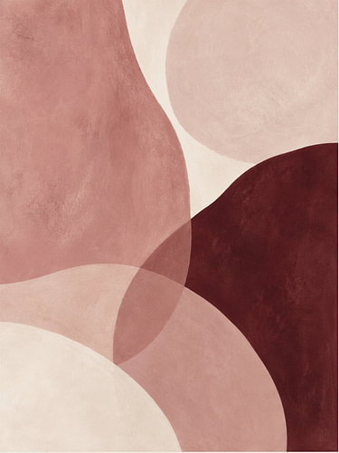 Abstract Balance in Old Pink and Bordeaux Red