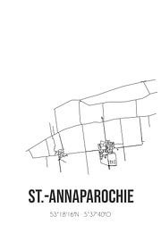 St.-Annaparochie (Fryslan) | Carte | Noir et blanc sur Affiches de lieux