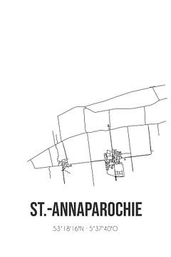 St.-Annaparochie (Fryslan) | Landkaart | Zwart-wit van Rezona