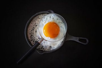 Still life with fried egg with magnifying glass by Saskia Dingemans Awarded Photographer