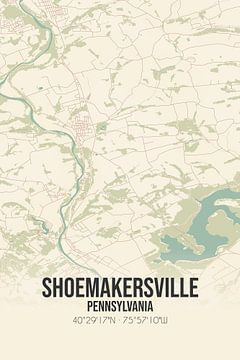 Carte ancienne de Shoemakersville (Pennsylvanie), USA. sur Rezona