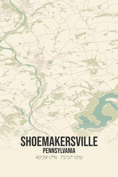 Vintage map of Shoemakersville (Pennsylvania), USA. by Prints of Place