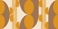 Géométrie rétro avec cercles et rayures dans le style Bauhaus en brun, jaune ocre et blanc. par Dina Dankers Aperçu