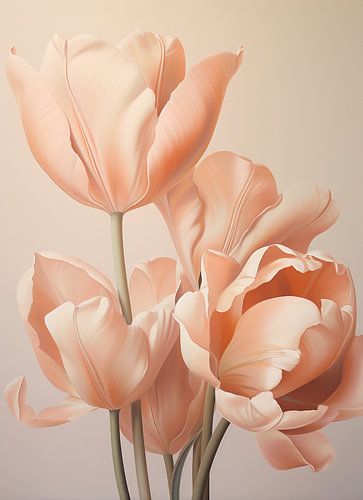 Peach Fuzz Tulips | Tulip Painting