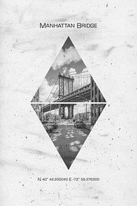 Coördinaten NEW YORK CITY Manhattan Bridge van Melanie Viola