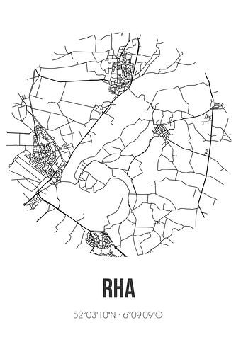 Rha (Gelderland) | Landkaart | Zwart-wit