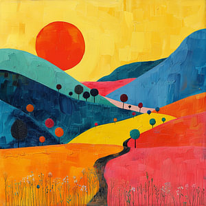 Mond Landschaft Natur Berge Expressionismus No 12