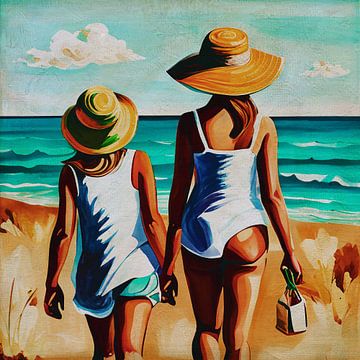 Zwei 16-jährige Mädchen gehen an den Strand