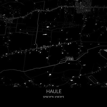 Zwart-witte landkaart van Haule, Fryslan. van Rezona