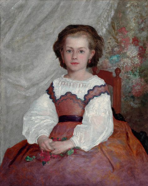 Romaine Lacaux in roze jurkje, Pierre-Auguste Renoir, 1864, The Cleveland Museum of Art van MadameRuiz