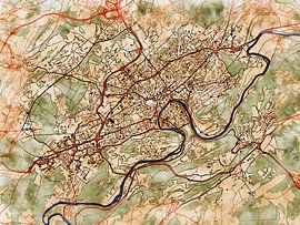 Karte von Besançon im stil 'Serene Summer' von Maporia