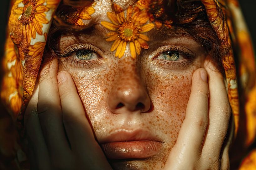 femme avec imprimé floral par Egon Zitter