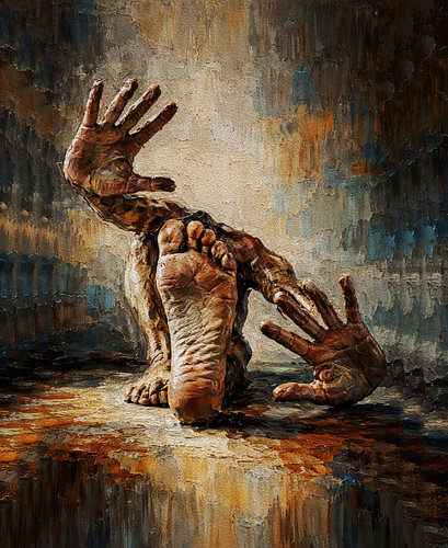 Fused Limbs – Surreal Anatomy Dark Fine Art Painting