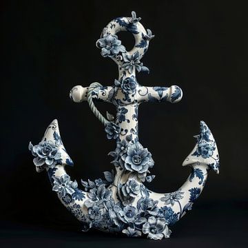 Delft Blue Nautical Anchor