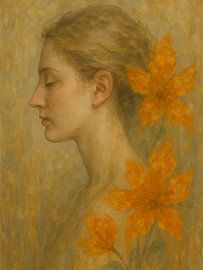 Golden Profile with Autumn Leaves by coretan tangan