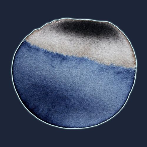 Soft Quiet Aqua Mineral 982 - Watercolour art in Deep Mineral Blue and Soft Balance