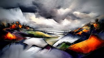 Stürmischer Himmel und Brücke