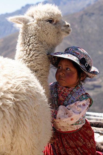 Girl with alpaca by Gert-Jan Siesling