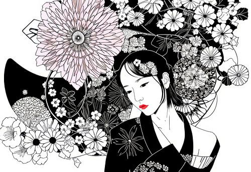 japan abstract art Geisha