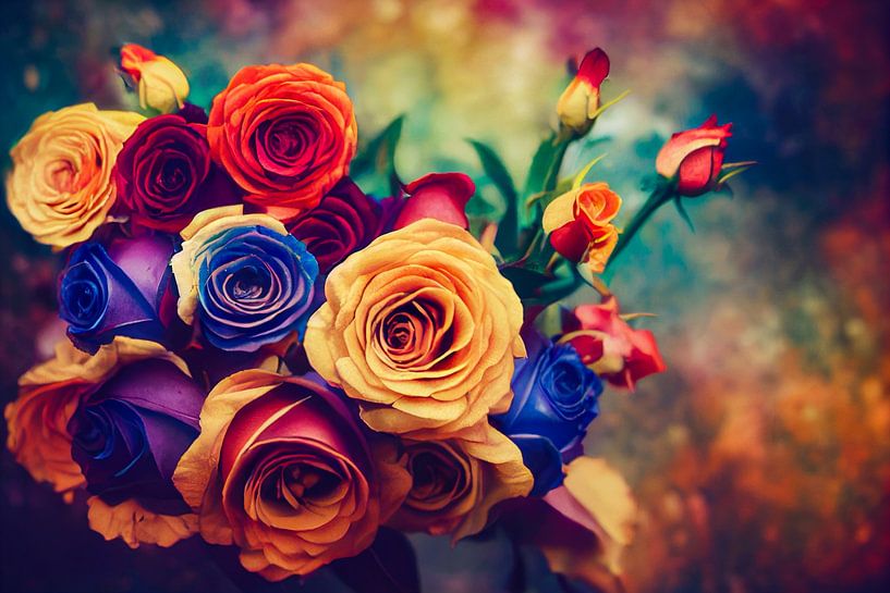 Bunte Rosen Gemälde Illustration von Animaflora PicsStock