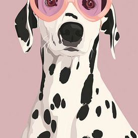 Dalmatiner mit rosa Sonnenbrille | Pop-Art-Hundeporträt von Lauren Wilde
