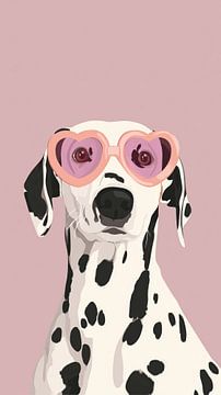 Dalmatiner mit rosa Sonnenbrille | Pop-Art-Hundeporträt