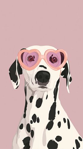 Dalmatier met roze zonnebril | pop-art honden portret